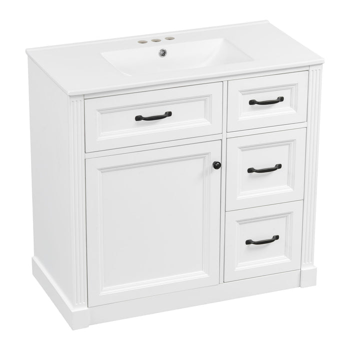 Modern Bathroom Vanity With Sink, 4 Drawers, Soft-Close Door, Adjustable Shelf Hearth and Haven