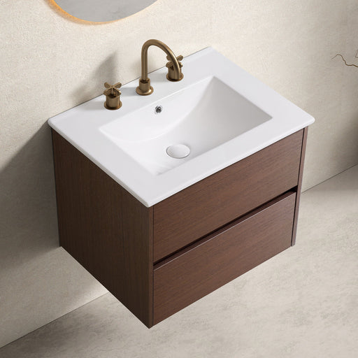 Bathroom Vanity With Basin Wall Hang Storage - Brown / Brown / White Home Essentials