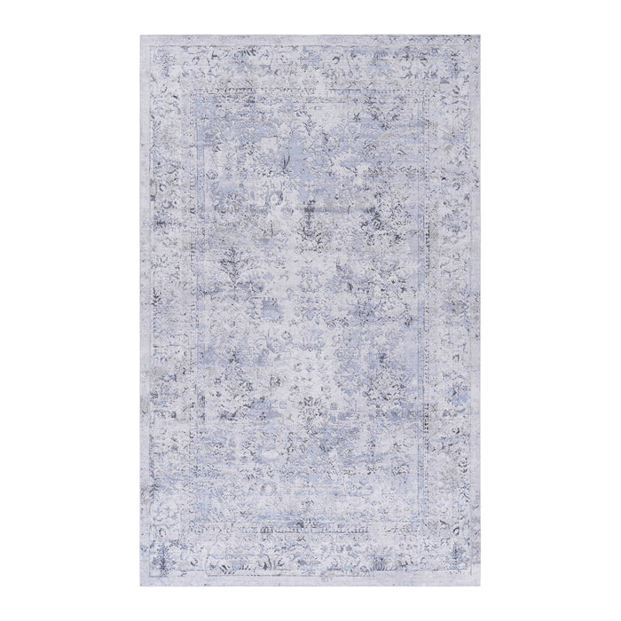 6' x 9' Area Rug, Washable Rug, Low-Pile, Non-Slip, Non-Shedding, Foldable, Kid & Pet Friendly Area Rugs For Living Room, Bedroom, Kitchen, Dining Room Rug, Perfect Gifts - Blue / Cream