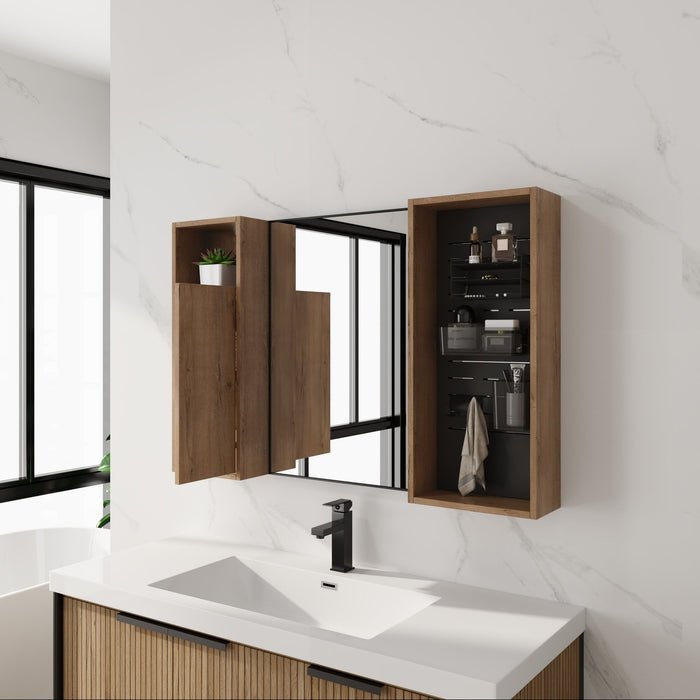 41.6" Wall Mounted Bathroom Cabinet With Soft Close Door, Storage Cabinet Featuring - Imitative Oak Home Essentials
