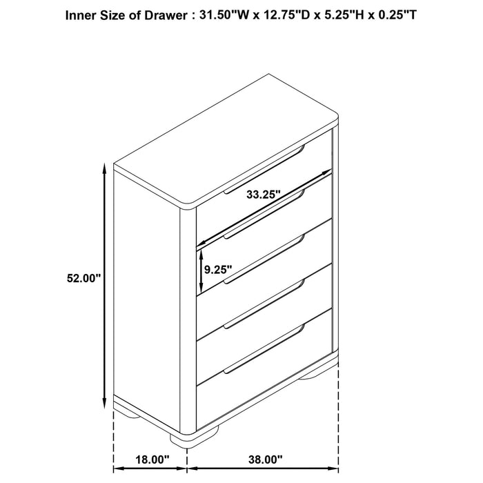 Mirador - 5 Drawer Bedroom Chest - Natural Furniture Max