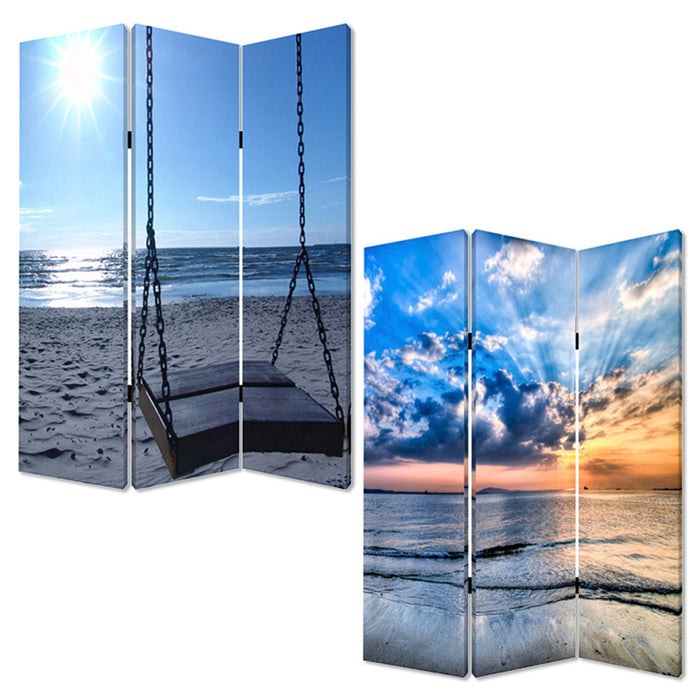 Wood Canvas Seaside Serenity Screen - Multi Color