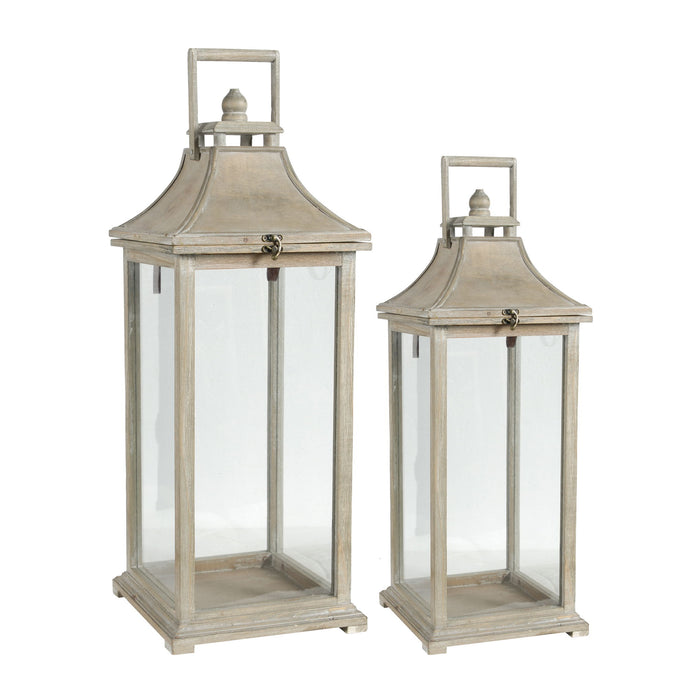 Candle Lantern Decorative, Hurricane Lantern Holder Decor For Indoor Outdoor, Home Garden Wedding - Ivory