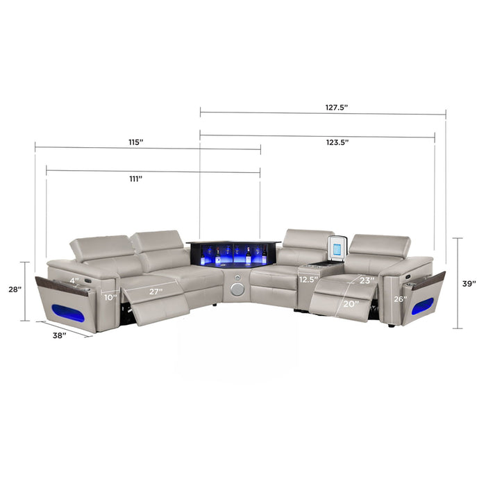 Nova - Sectional With Bluetooth Speaker, LED And Lifting Wine Cabinet Matrix Furniture Group