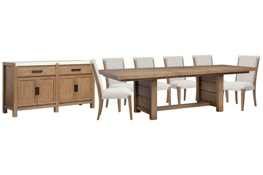 Plum Creek - 8 Piece Extendable Trestle Dining Table Set Magnussen Furniture