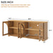 TV Stand With Semi Arched Glass Doors, Media Console With Adjustable Shelves For Living Room - Brown Hearth and Haven