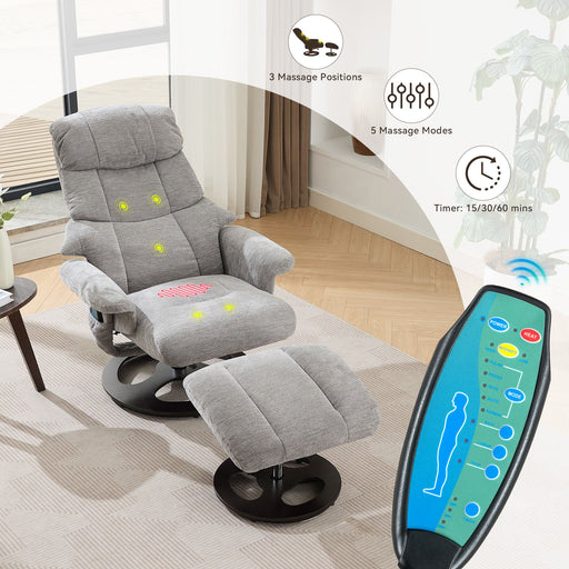 Ergonomic Recliner Chair With Ottoman, Modern 360° Swivel With Footstool Home Essentials