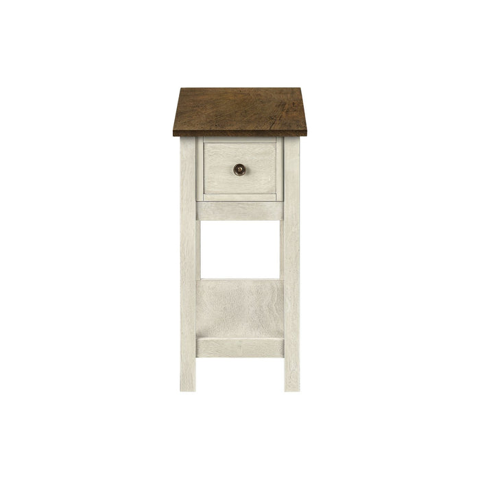 Accent End Table, 2 Tier, Narrow, Lamp, Storage Drawer, Charming Design 8th Street