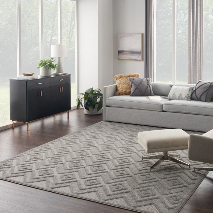 9' X 12' Geometric Flatweave Area Rug - Gray