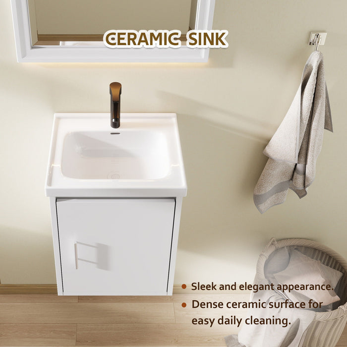 Floating Bathroom Vanity Combo, Wall Mounted Cabinet With Sink & Soft Close Doors For Small Bathrooms Home Essentials
