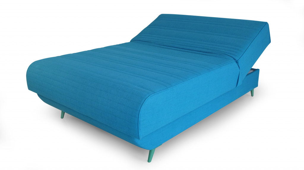 Full / Double Adjustable Upholstered 100% Polyesterno Bed With Mattress - Turquoise