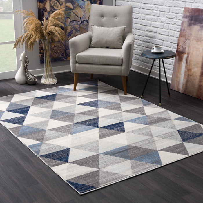 7' x 10' Geometric Diamond Area Rug - Navy Blue