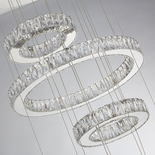 Michael Amini Lighting - Asteroids 3-Ring Modern LED Crystal Chandelier - Chrome Michael Amini