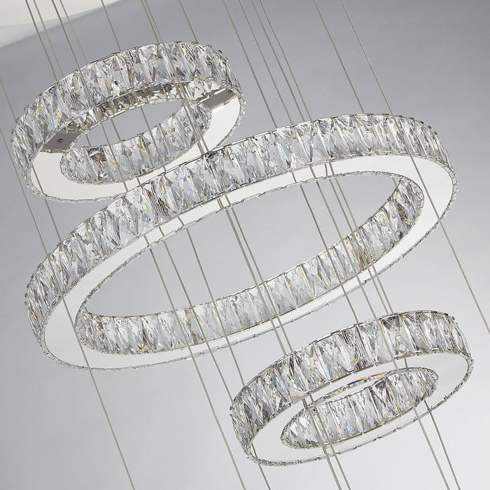 Michael Amini Lighting - Asteroids 3-Ring Modern LED Crystal Chandelier - Chrome Michael Amini