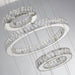 Michael Amini Lighting - Asteroids 3-Ring Modern LED Crystal Chandelier - Chrome Michael Amini