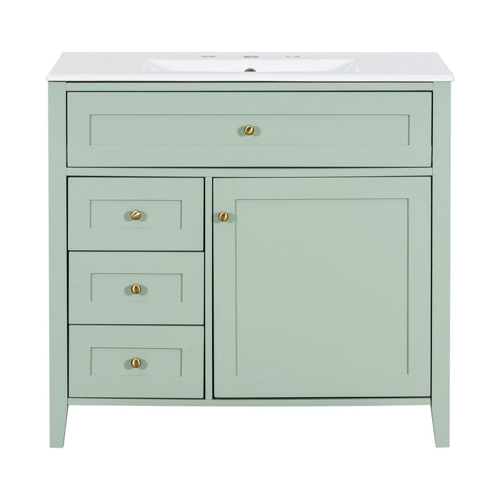 Bathroom Vanity With Sink, 3 Drawers & Cabinet With Adjustable Shelves Hearth and Haven