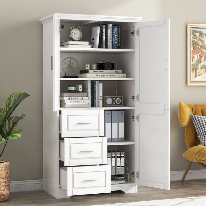 Tall Wide Storage Cabinet With Doors, 3 Drawers Hearth and Haven