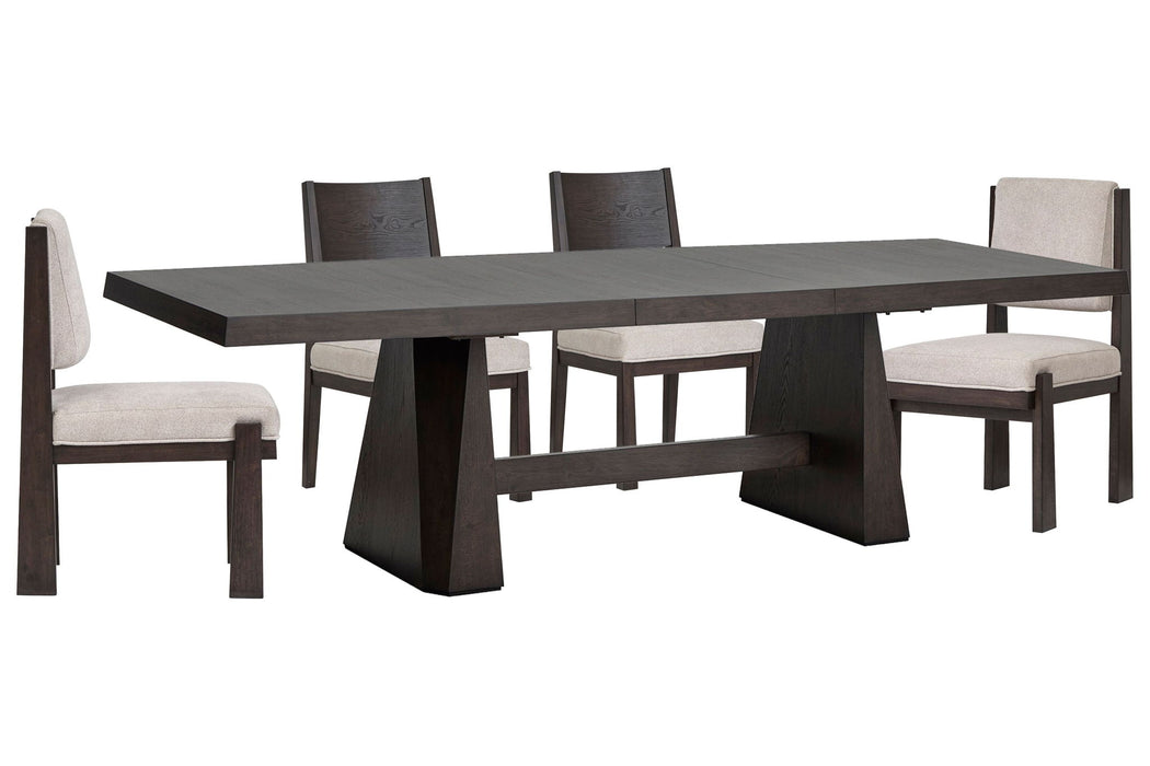 Tauren - 5 Piece Extendable Double Pedestal Dining Table Set Magnussen Furniture