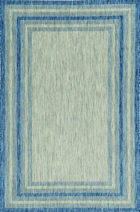 3' X 4' Machine Woven UV Treated Bordered Indoor / Outdoor Accent Rug - Gray Denim