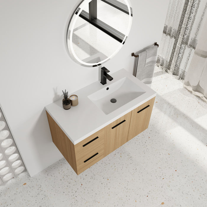 Wall Mounted Floating Bathroom Vanity With Sink, Door & Drawers Modular Cabinet Home Essentials