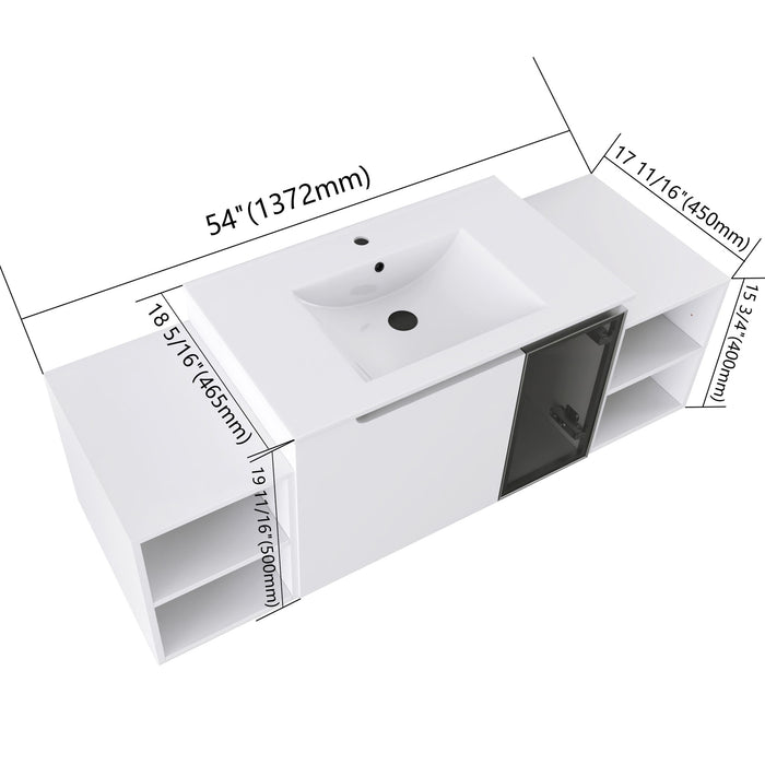 Wall Mounted Bathroom Vanity With Sink, Cabinet & Half Door Home Essentials