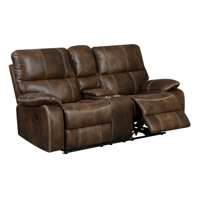 Power Reclining Loveseat - Brown - Fabric Emerald Home