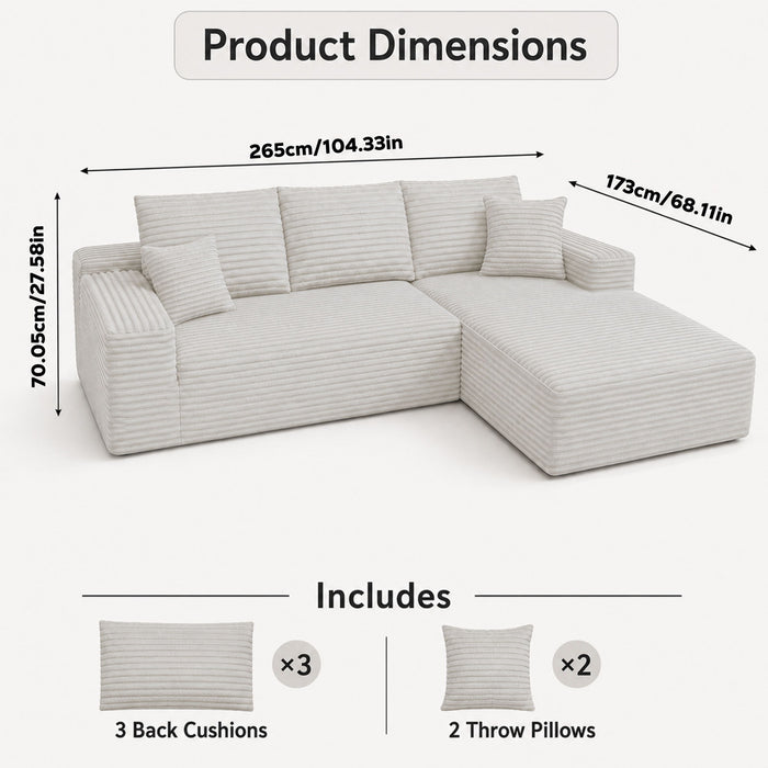 Modern L-Shaped Sectional Sofa With Left Facing Chaise Home Essentials