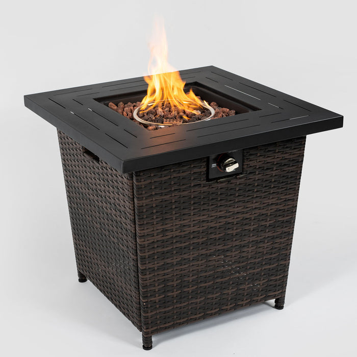 Square Fire Pit Table - Black Brown Patioseek