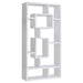 Geometric 10 Shelf Open Back Bookcase With Interlocking Shelves - White Furniture Max