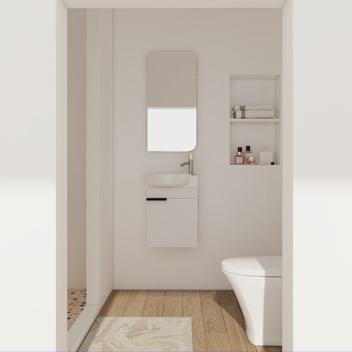 Soft Close Doors Bathroom Vanity With Sink, Compact Wall Mounted Design Basin Home Essentials