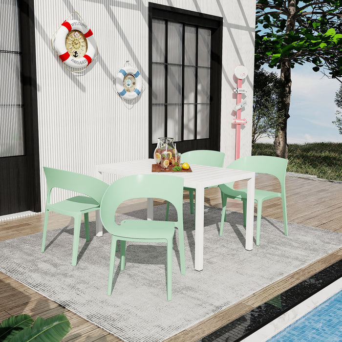 4 Piece Set Of Modern Designed Single Chairs With Long Table Home Essentials