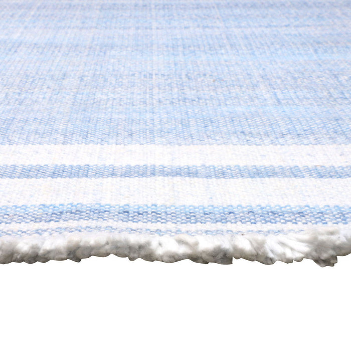 9' X 12' Striped Handmade Stain Resistant Non Skid Indoor / Outdoor Area Rug - Blue