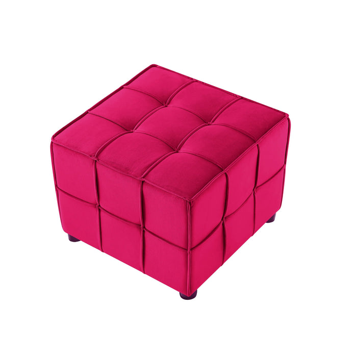 Velvet Cube Ottoman - Pink / Black