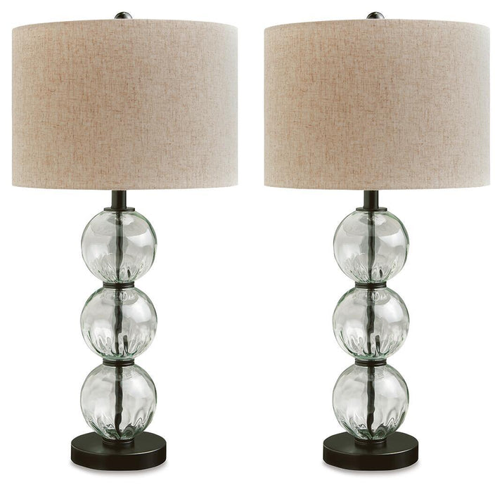 Airbal - Glass Table Lamp (Set of 2) - Clear / Black Signature Design by Ashley®