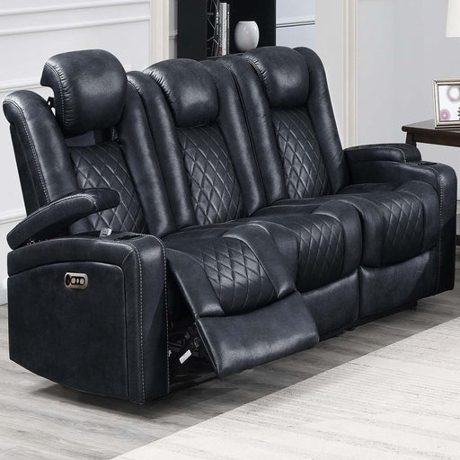 Power Reclining Sofa With Adjustable Headrest - Inky Blue Home Essentials