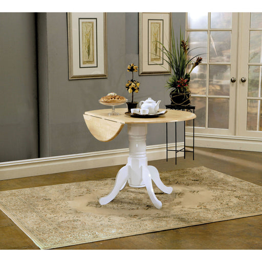 Round Dining Table With Drop Leaf Pedestal Base, Expandable Top - Natural Furniture Max