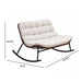 Double Wide Rocking Papasan Chair, 2 Person Outdoor Lounge Seating - Acacia Wood / Beige Home Essentials