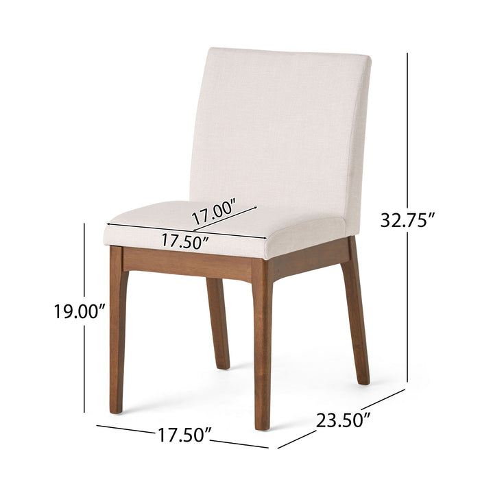 Dining Chairs With Upholstered Seat And Backrest (Set of 2) - Light Beige / Walnut Noble House
