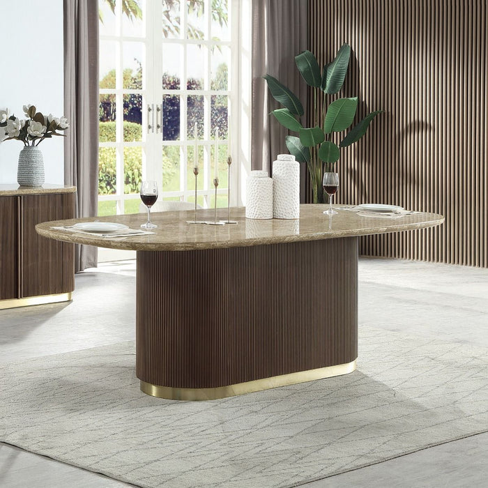 Clayten - Dining Table With Natural Marble Top ACME
