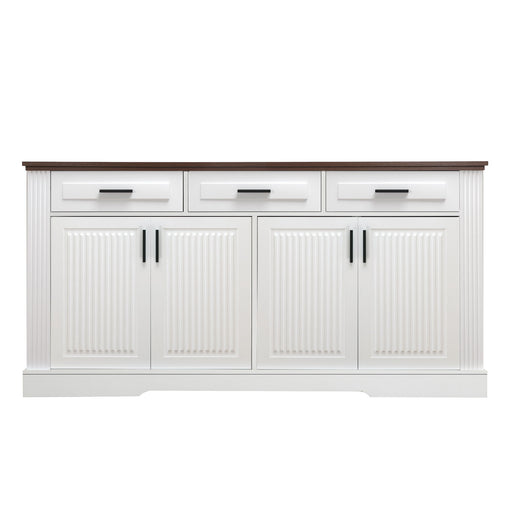 Fluted Sideboard Buffet Cabinet With 4 Doors And 3 Drawers Home Essentials