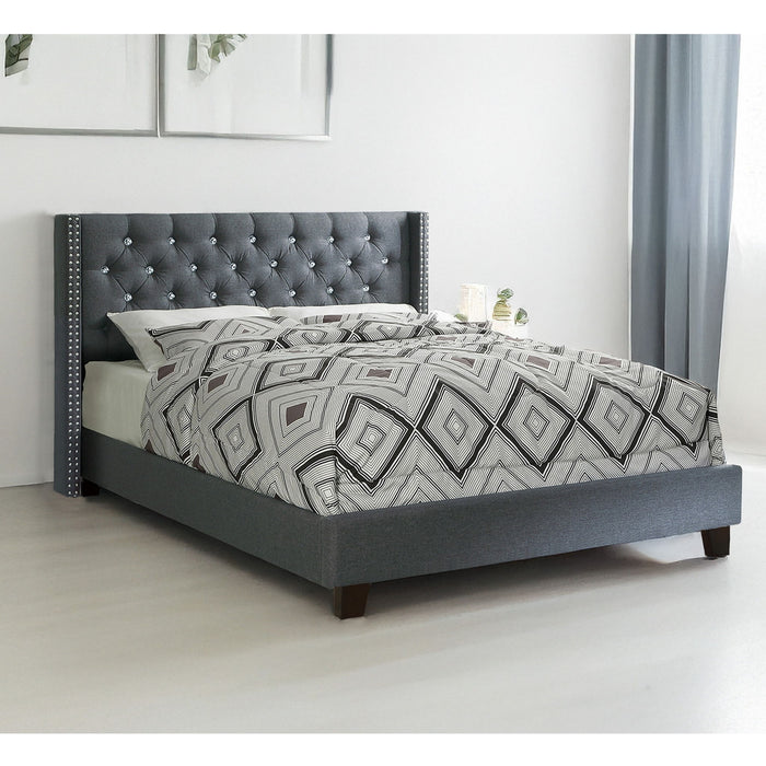 Contemporary Style Bed With Diamond Tufted Headboard Home Essentials