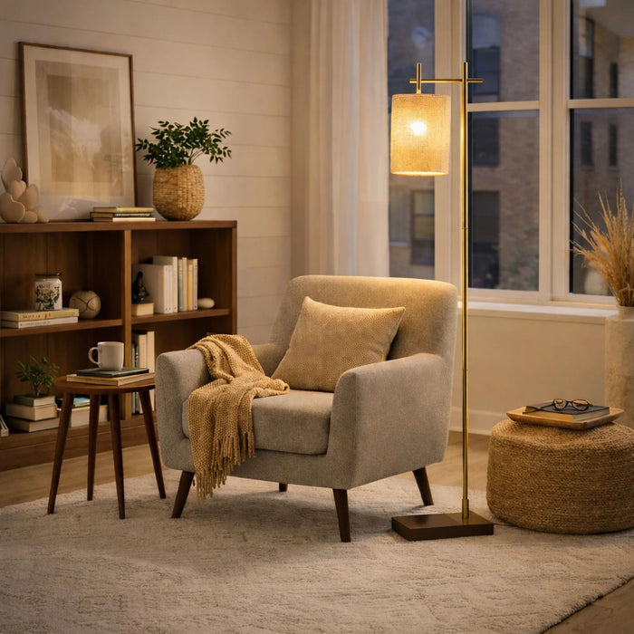 Brizo - Tall Corner Floor Lamp - Gold Ashcroft Furniture