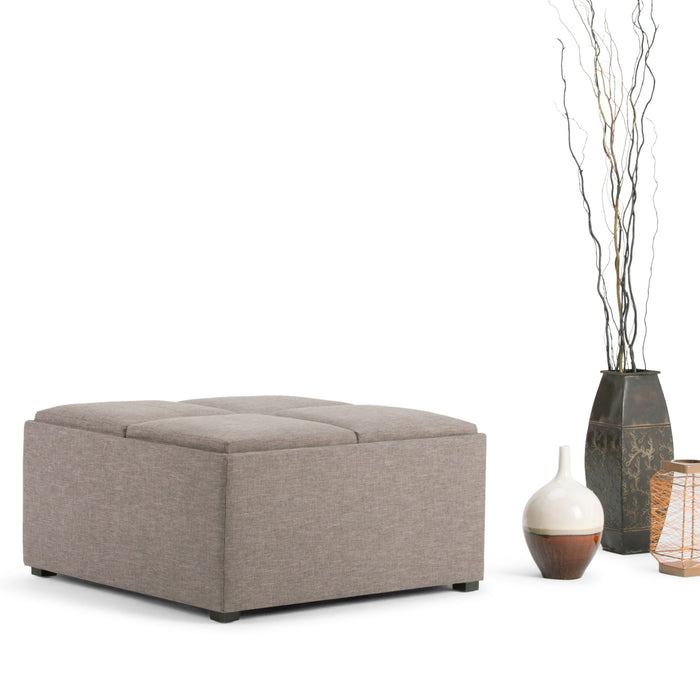 Avalon - Square Coffee Table, Storage Ottoman Simpli-Home