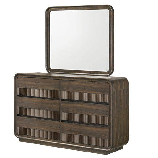 Flair Rounded Edges 1 Piece Dresser, 6 Drawer Storage Bedroom Furniture - Brown Home Essentials