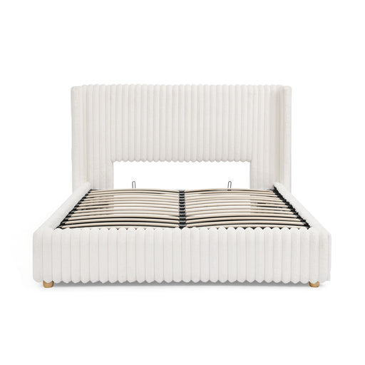 Functional Vertical Striped Bed With Gas Lift Storage Home Essentials