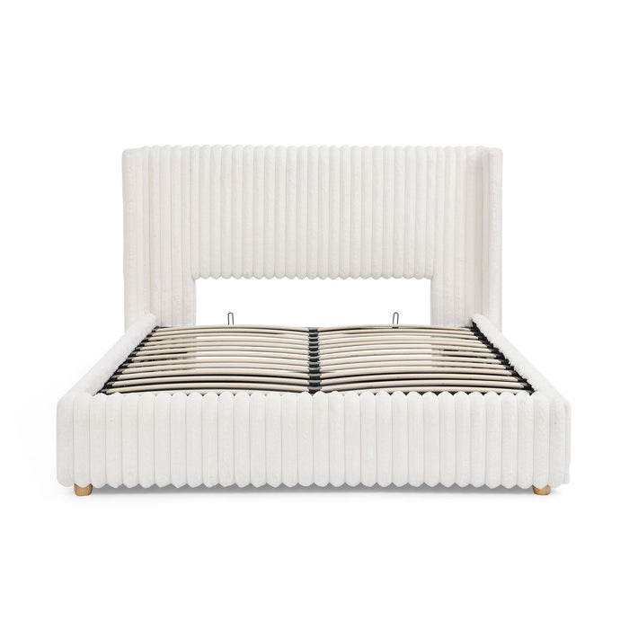 Functional Vertical Striped Bed With Gas Lift Storage Home Essentials