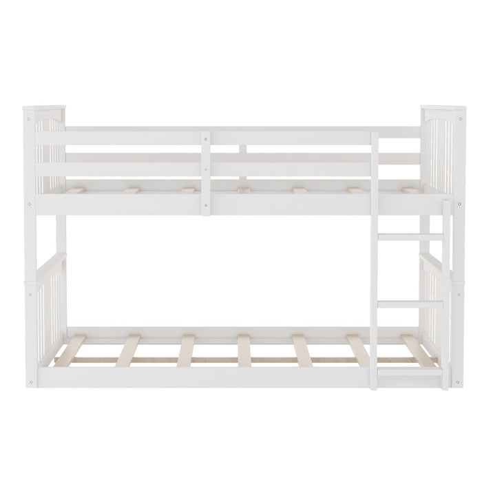 Full Over Full Classic Bunk Bed with Ladder - White