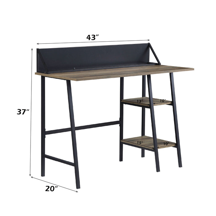 Garima - Writing Desk - Rustic Oak & Black ACME