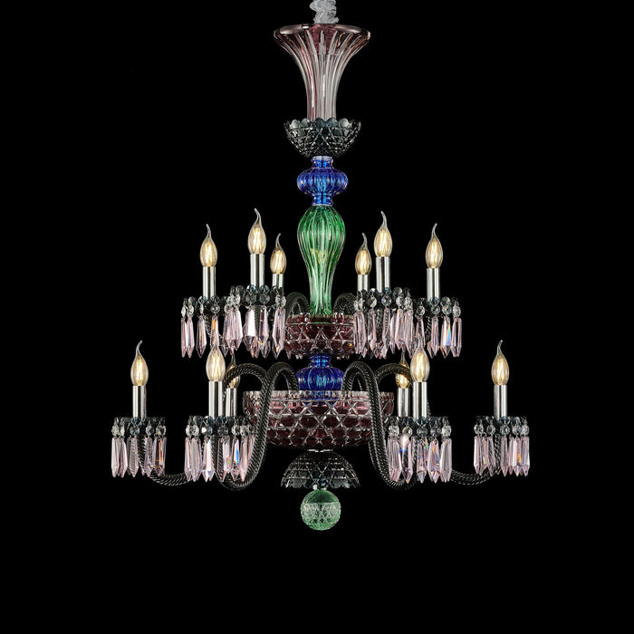 Michael Amini Lighting - Noir 12-Light Traditional Crystal Chandelier - Black Michael Amini