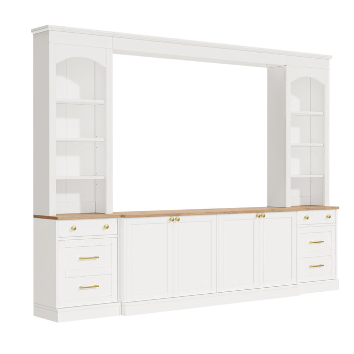Arched Entertainment Center Wall Unit With Bookshelf, Retro Large TV Stand Hearth and Haven
